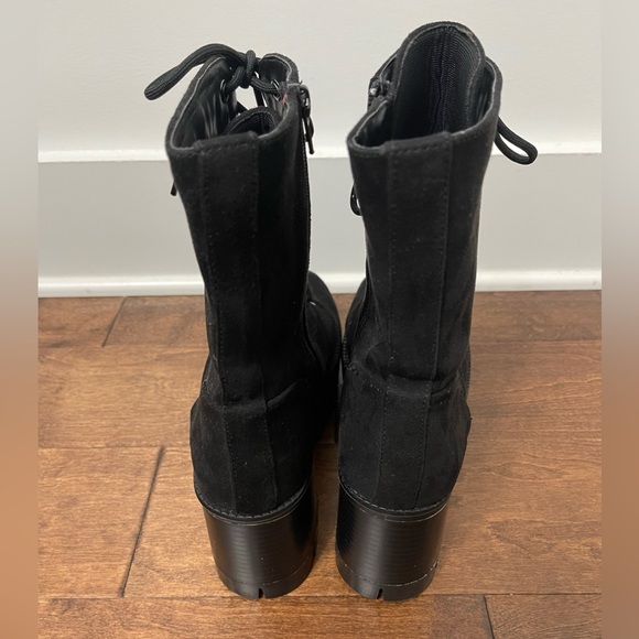 Rouge Helium Black Lace-Up Faux Suede Platform Boots Size 11 - Picture 5 of 8
